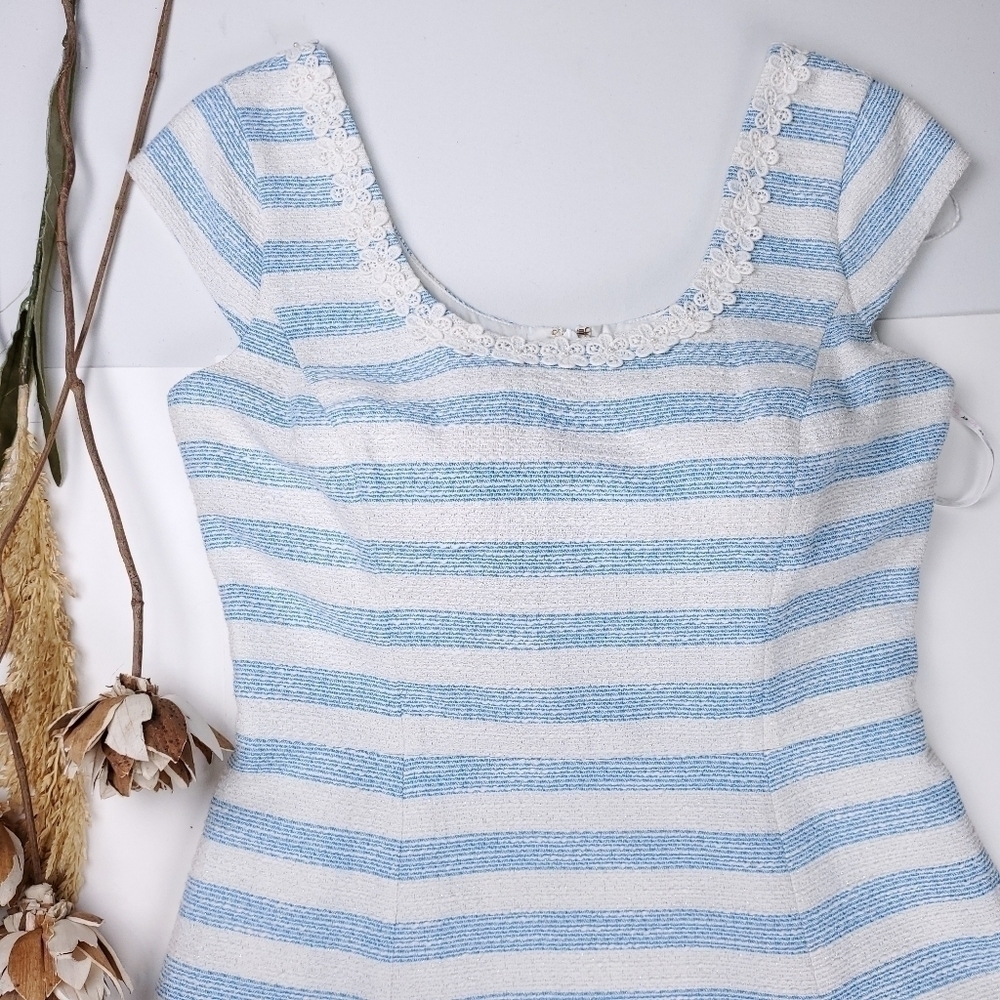Lilly Pulitzer Blue Whie Stripe Gold Spark Dress Size 8 - Picture 11 of 11